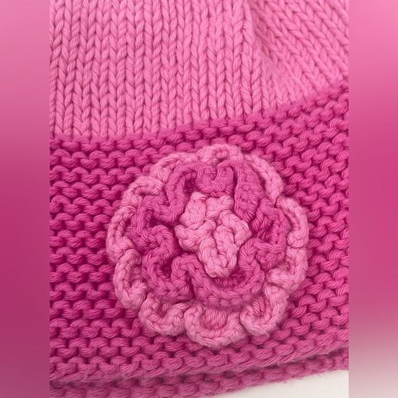 2H KNITS: Pink Knit Hat with Flower 🌸 Size: Kids Medium - Picture 5 of 5